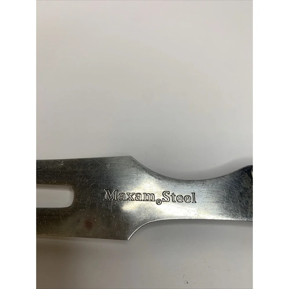 Vintage Maxam Stainless Steel Meat Carving Fork‎ Wood Handle.